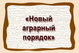 «Новый  аграрный  порядок»
